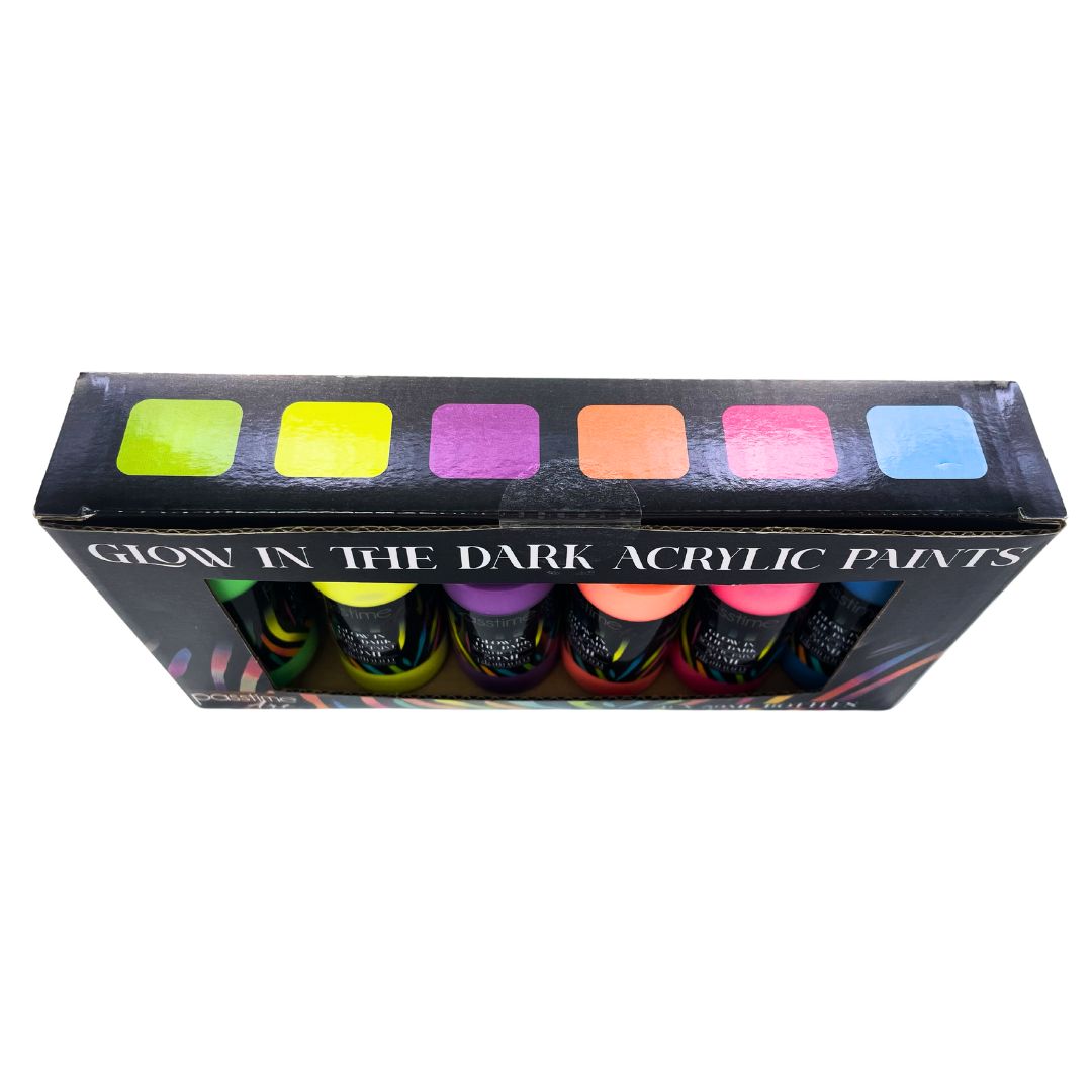 Platinum Art Acrylic Glow/Flro Paints 6x59ml