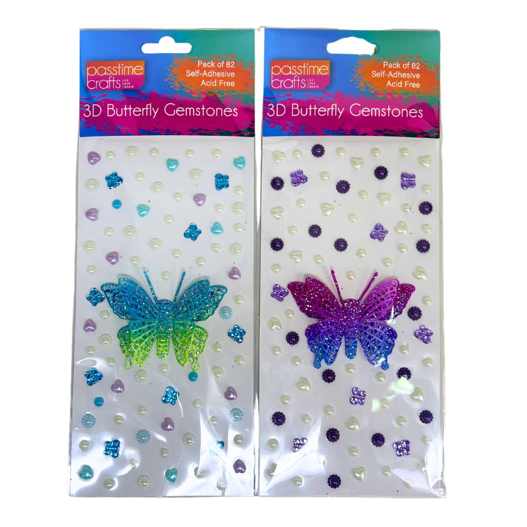 Gem/Pearl 3D B/Fly Ombre S/Adhs 2-Ast