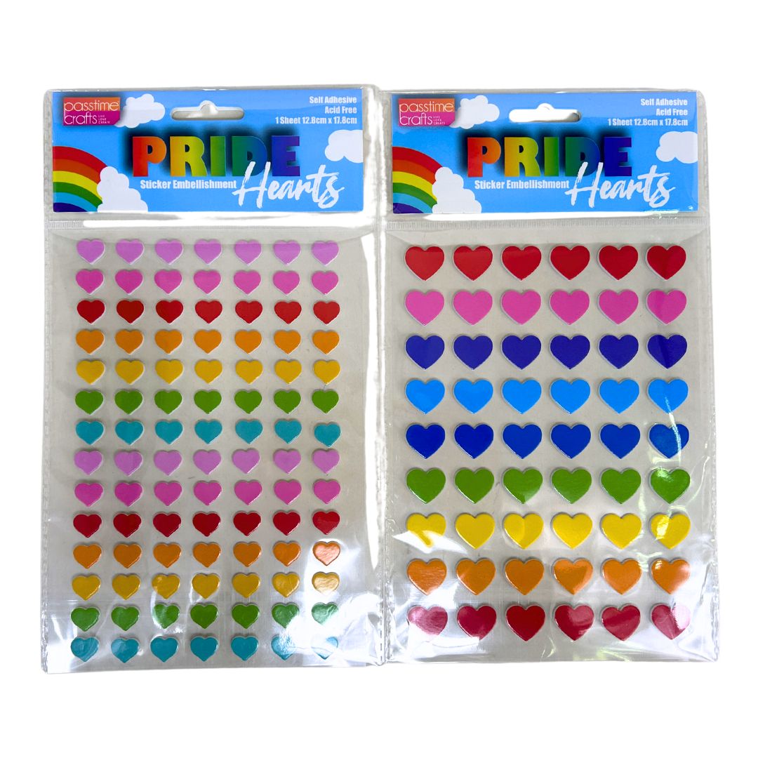Pride Stickers Hearts S/Adhs 2-Ast