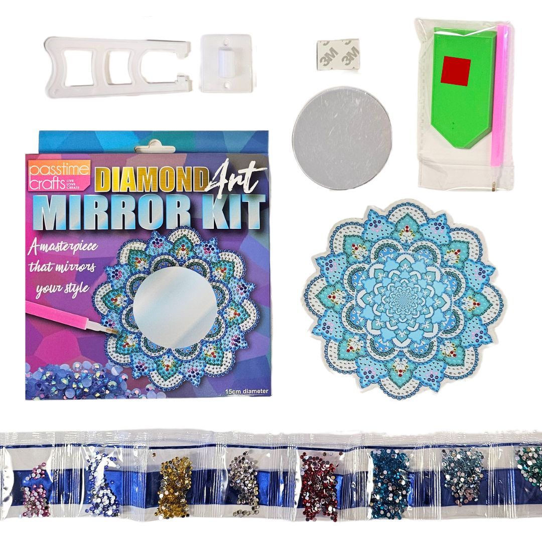 Diamond Art Acrylic Mirror w/Stand 2-Ast 15cm