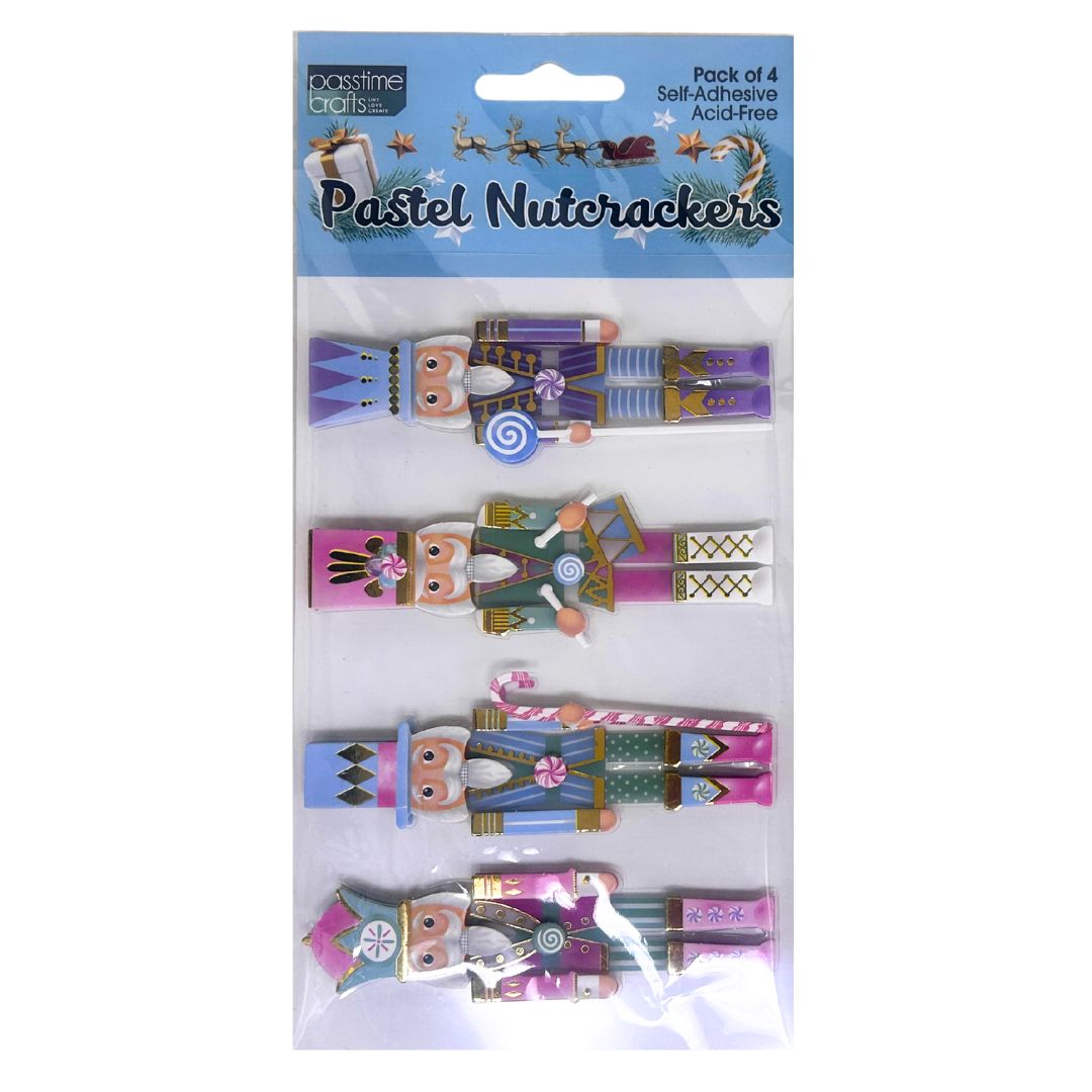 Xmas Embellish S/Adhs N-Cracker Pastel Pkt 4