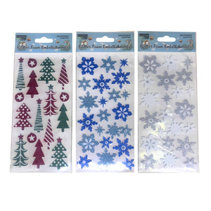 Xmas Embellish S/Adhs Foam Glitter 3-Ast