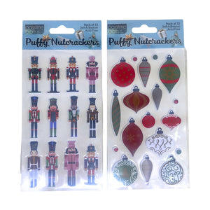 Xmas Puffy S/Adhs Nutcrackers Pkt 12