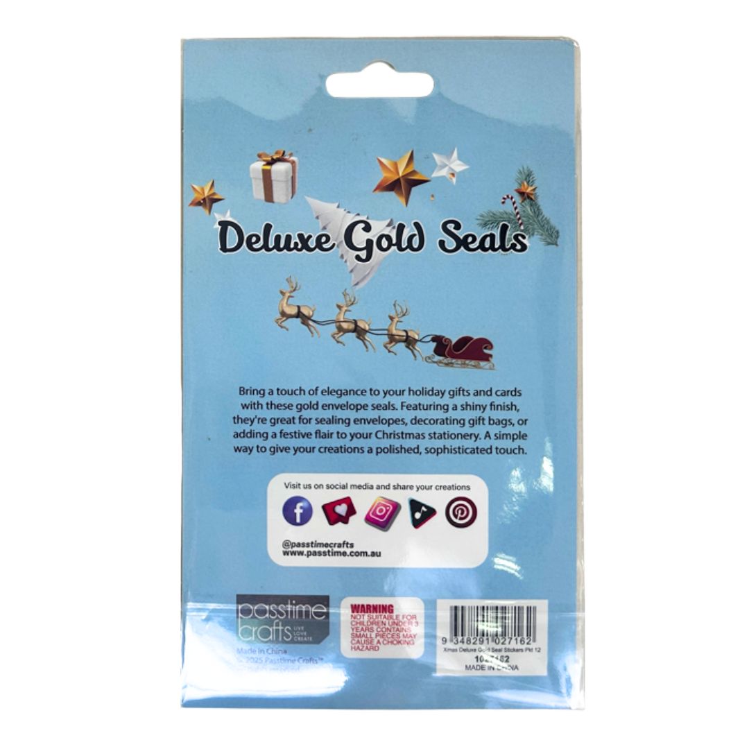 Xmas Deluxe Gold Seal Stickers Pkt 12