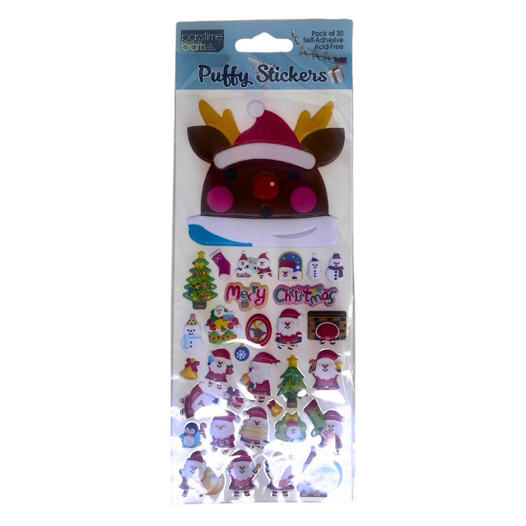 Xmas Puffy Stickers MultiMix Pkt 30
