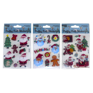 Xmas Puffy Foil Stickers Santa 4-Ast