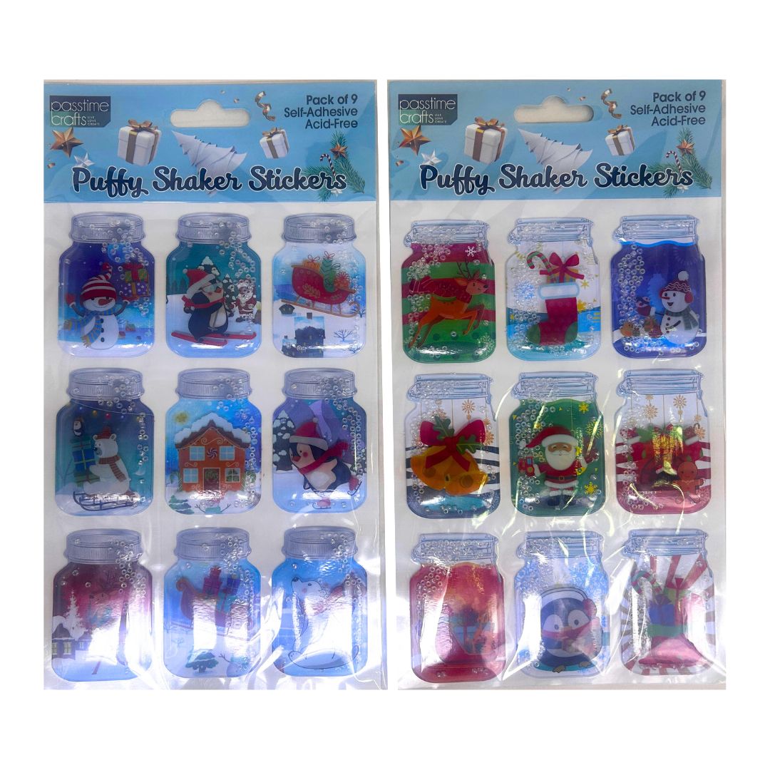 Xmas Puffy Shaker S/Adhs Pkt 9 2-Ast