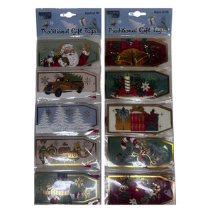 Xmas Gift Tag Traditional 2-Ast Pkt 25