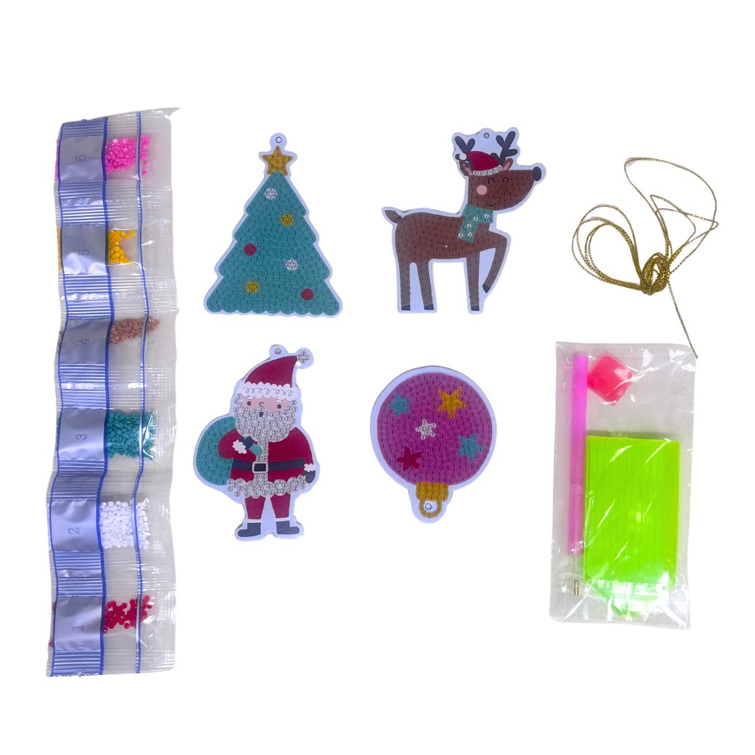 Xmas Diamond Art Jnr Ornmnt 4-Ast