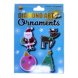 Xmas Diamond Art Jnr Ornmnt 4-Ast