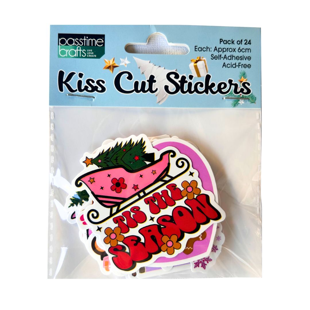 Xmas Kiss-Cut Stickers 6cm Pkt 24