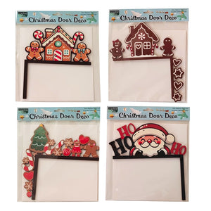 Xmas Door Cnr Deco MDF 20x21cm 4-Ast