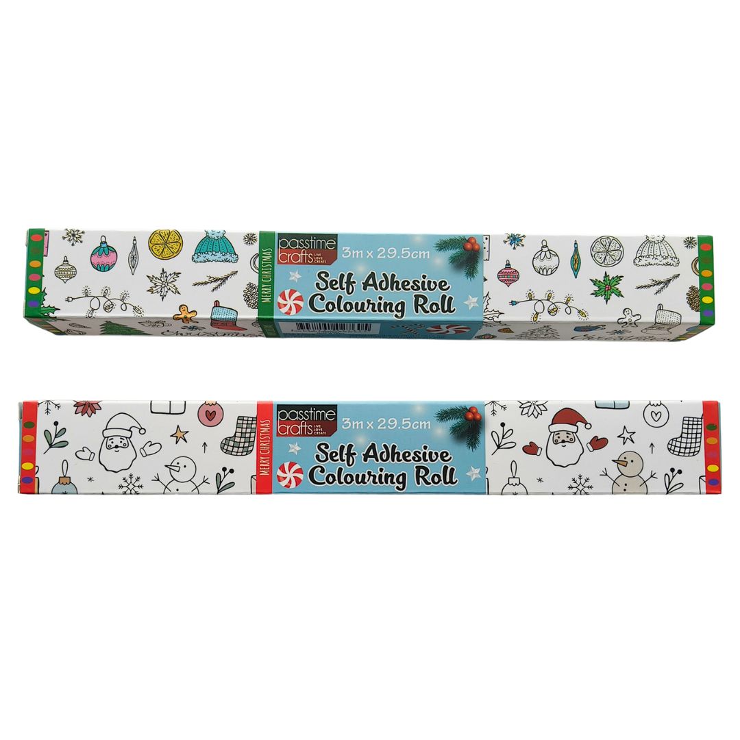 Xmas S/Adhs Colouring Roll 29.5cmx3m