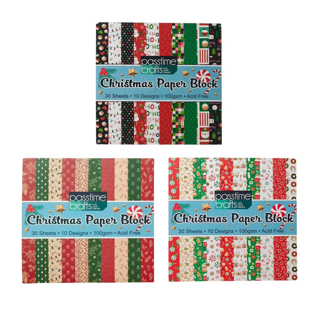Xmas Paperblocks 15x15cm 80gsm S/30 3-Ast