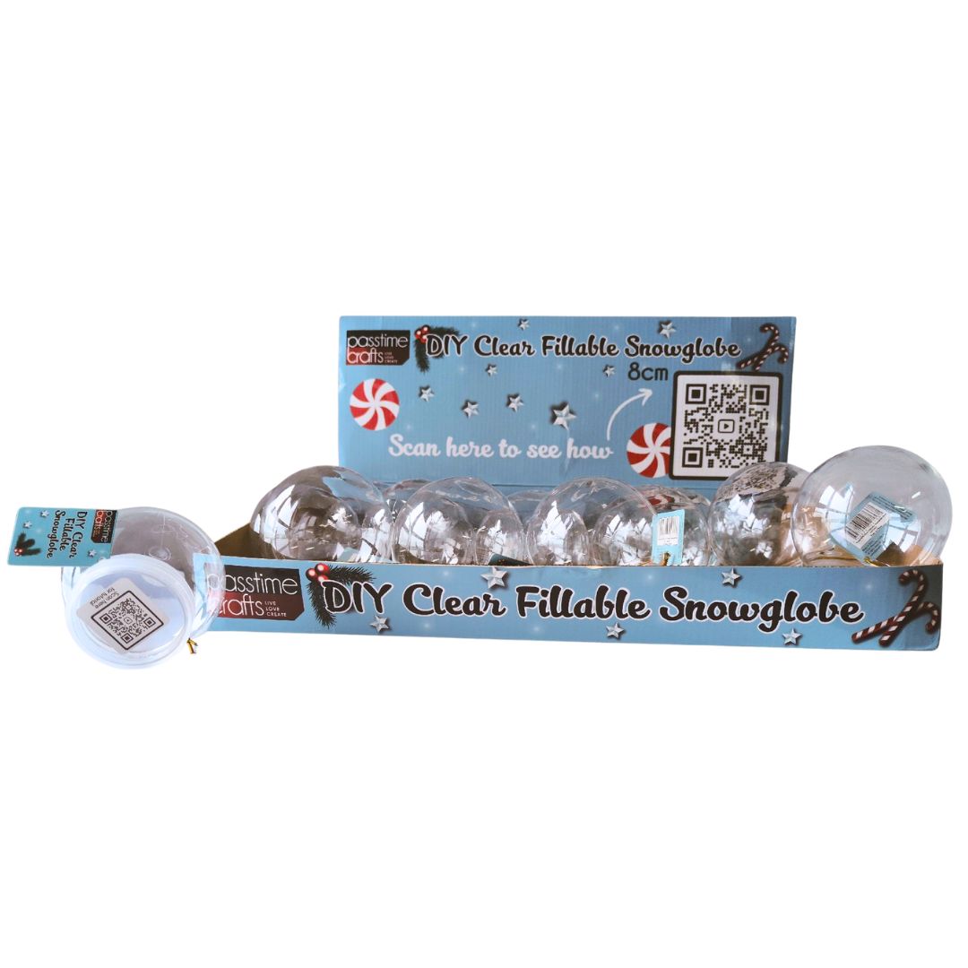 Xmas DIY Clear Fillable Snowglobe 8cm