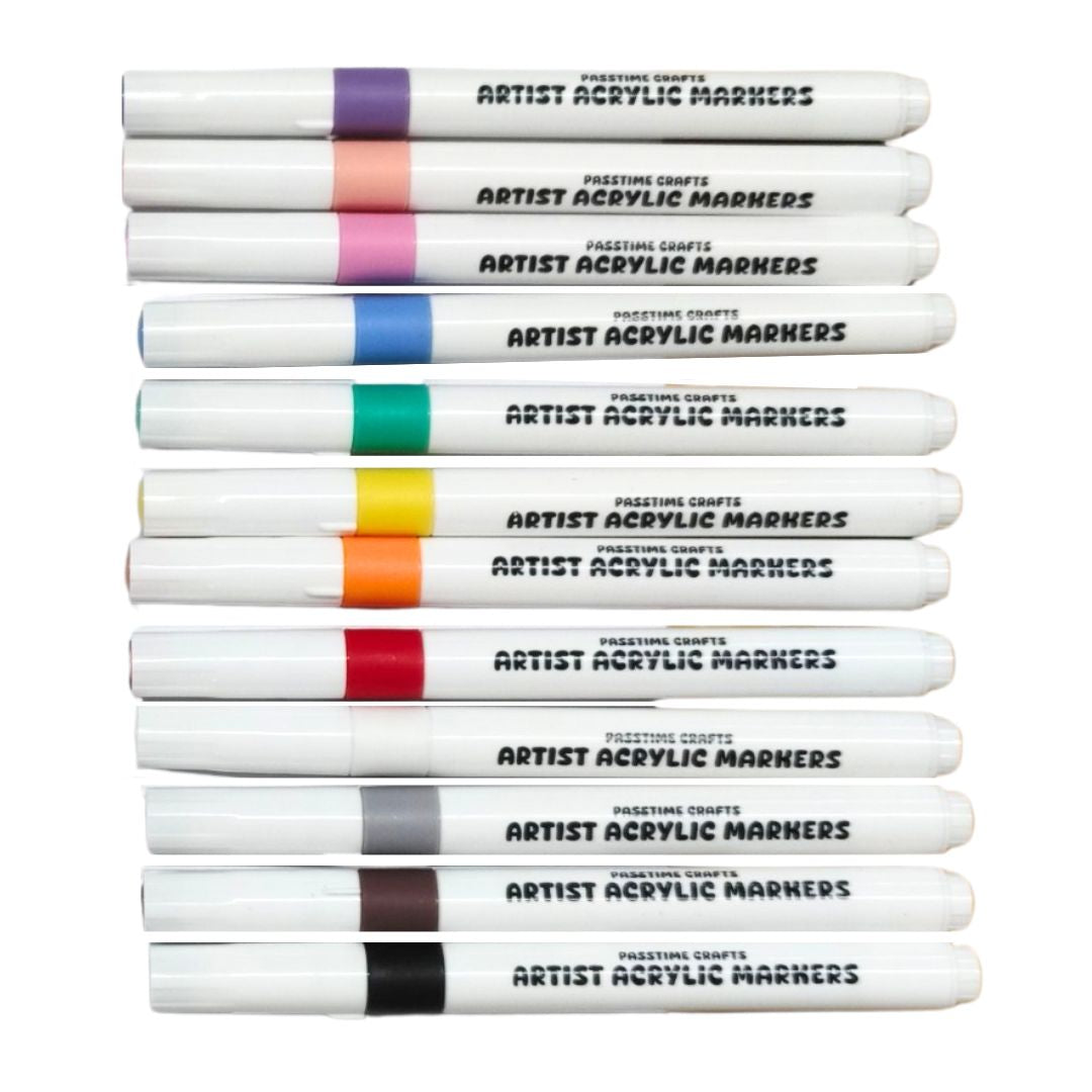 Acrylic Paint Bullet-Tip Markers Pack of 12
