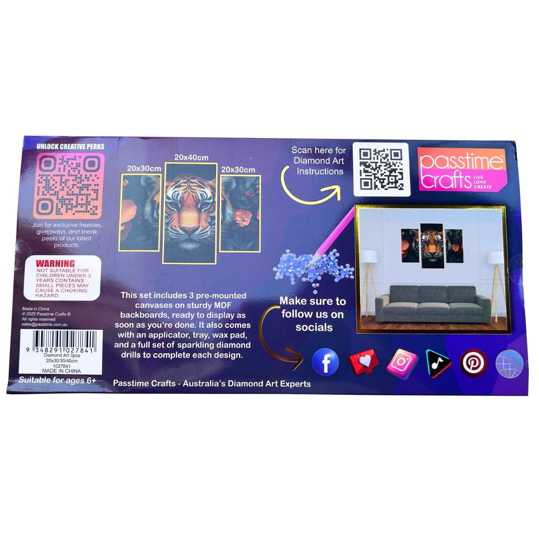 Diamond Art 3pce 20x30/30/40cm 4-Ast