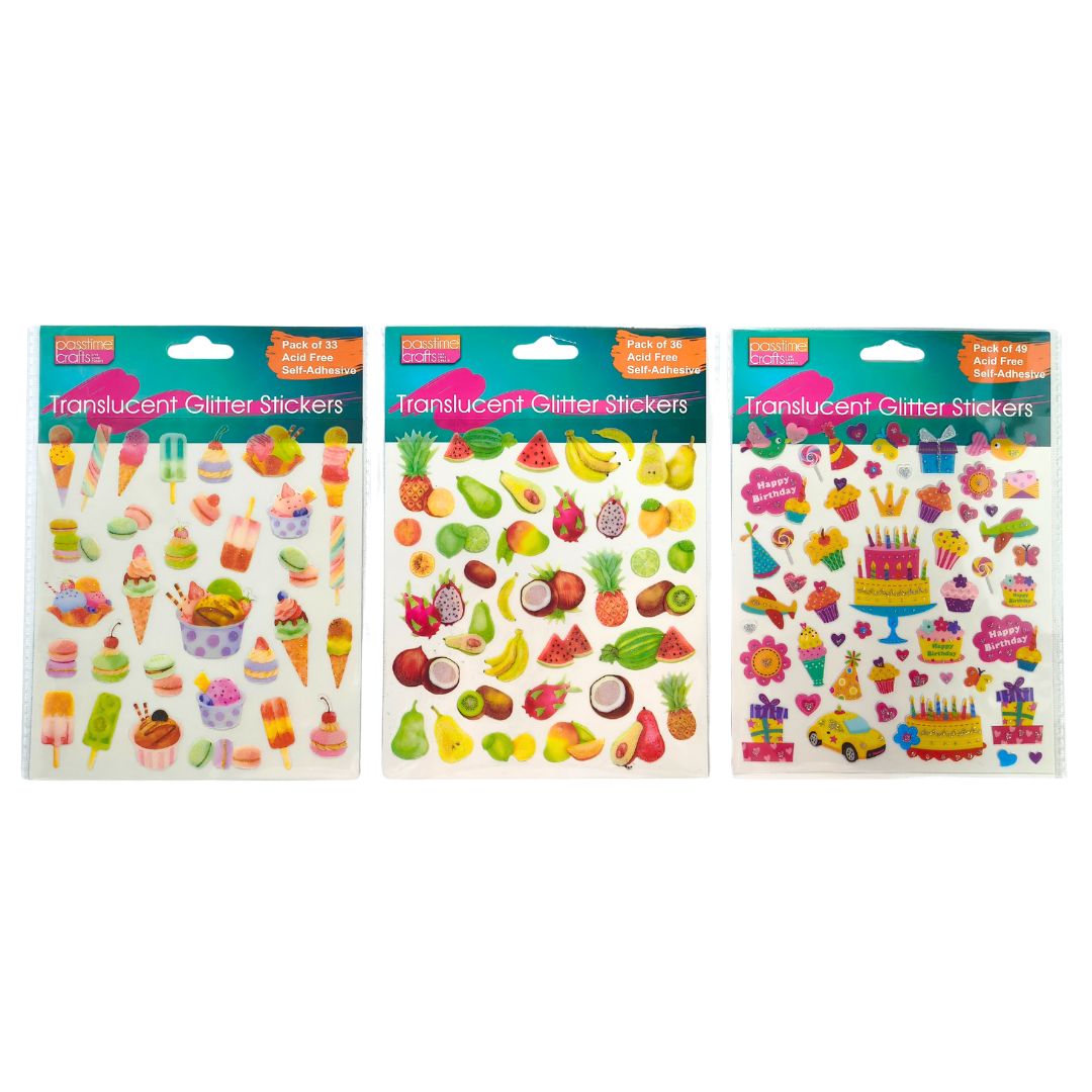 Translucent Glitter Stickers - Party, Fruits & Desserts