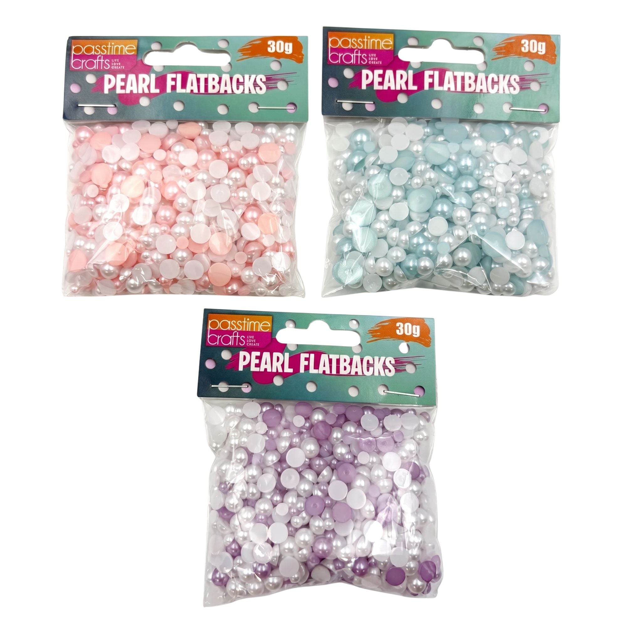 Multicolour Pearl Flatbacks 30g