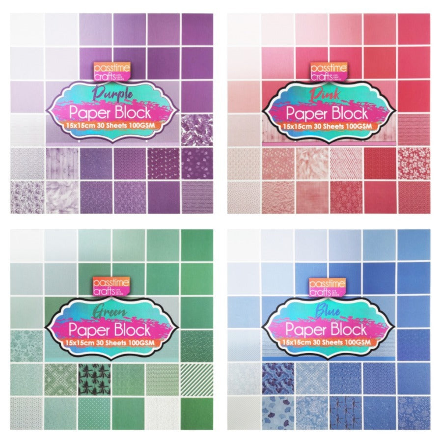 Pattern Paper Pad 15x15cm 30 Sheets - Colour Themed – Passtime Crafts