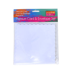 Scalloped Cards & Envelopes Pack of 4 - White