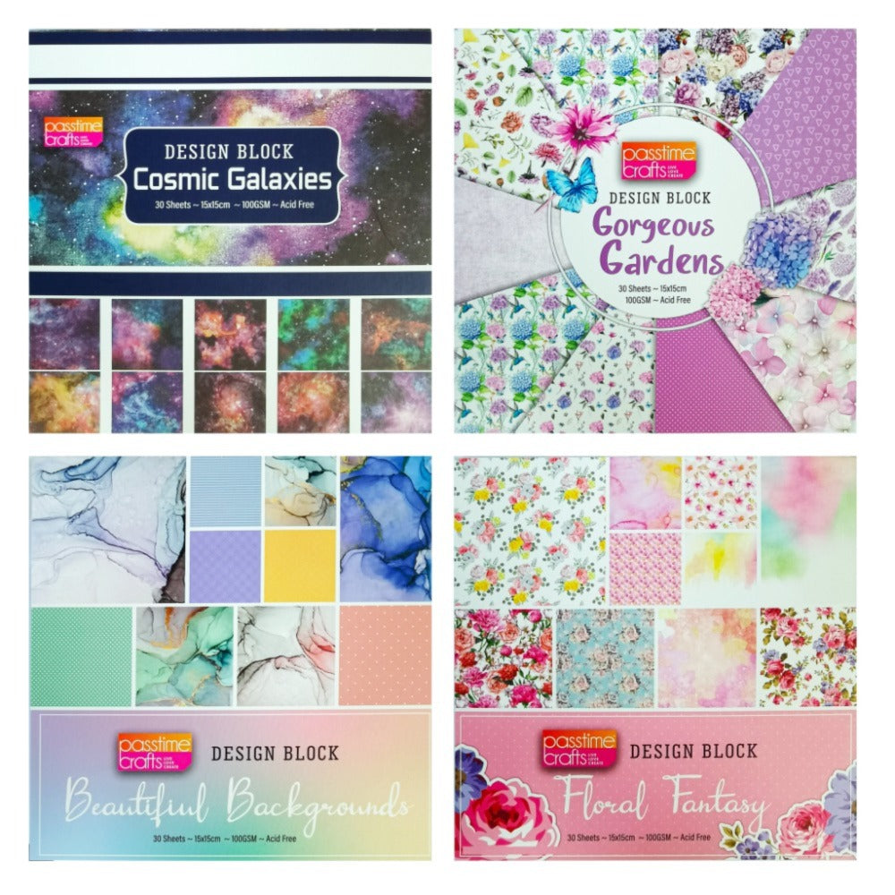 Pattern Paper Pad 15x15cm 30 Sheets - Cosmic/Flower – Passtime Crafts